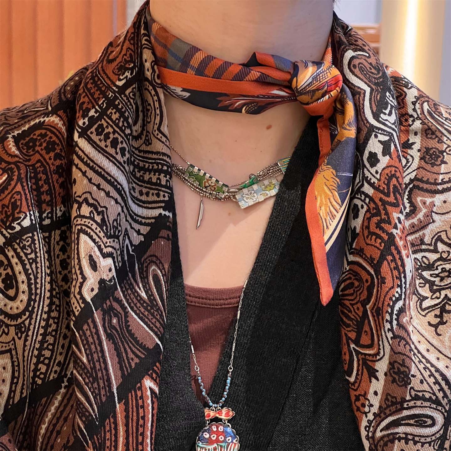 INOUI EDITIONS 5*67twilly丝巾 真丝双面印花长条系脖绑包飘带 - 图1