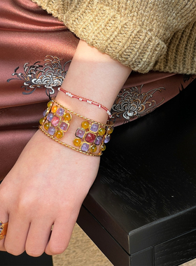 GRIPOIX 宽版开口可调节手镯 法国手工轻奢重工手环Dentelle Cuff