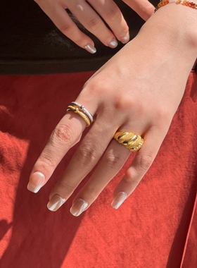 ATELIERSO倪索 编织钉砂细戒指 原创设计简约百搭金银叠戴细戒