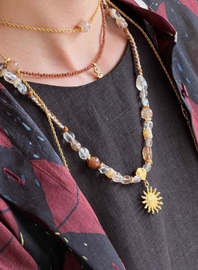 MONSECRET 海风飘带挂脖丝带颈饰发饰 日出锁骨链礁石长款项链