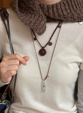 SALE E PEPE胡椒盐 纯银碰杯编绳长项链酒壶宝瓶吊坠毛衣链