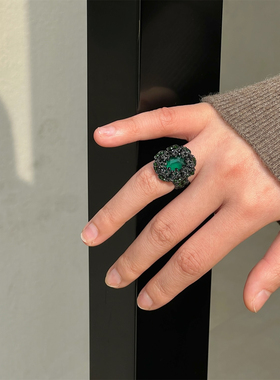 LORINA 法式中古气质高级感彩色天然石手工编织经典戒指叠戴指环