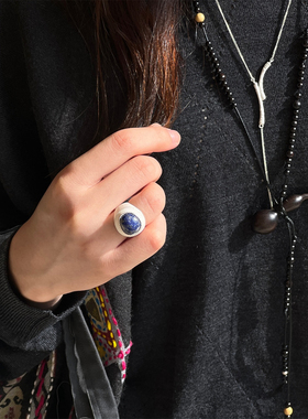 OLIO E ACETO油醋汁 纯银行星花圃花苞戒指 红蛇皮玉青金石珍珠