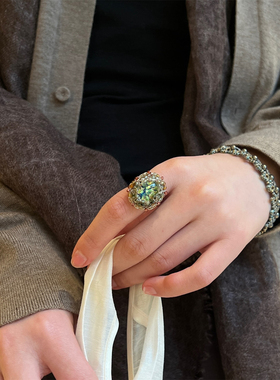 LORINA Custom戒指 法式中古气质高级天然半宝石手工编织叠戴指环