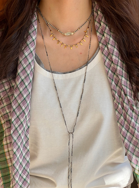 自留推荐 MARY GAITANI 希腊小众手工锤痕金币串珠长项链锁骨链