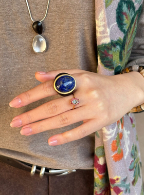 KHEMIA Courbe戒指 黑檀木青金石原创小众设计师中性高级指环