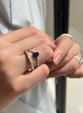 OLIO E ACETO油醋汁 纯银花冠花蕊戒指 红蛇皮玉青金石银饰指环