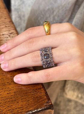 LORINA Tiras戒指 法式中古气质高级天然半宝石手工编织叠戴指环