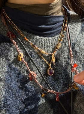 自留推荐定制款 ESPIEGLE x JUNESHAN 扭纹环珠编绳水滴长项链