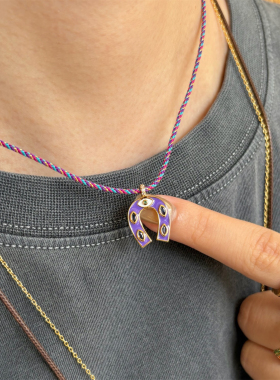 MYA BAY 金鹰马蹄铁彩虹幸运吊坠编织绳项链手工拉丝精致锁骨链