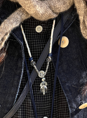 自留推荐 ENSAGE 日迹风迹月迹项链纯银吊坠串珠锁骨链复古毛衣链