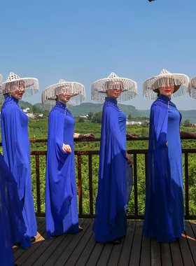 古风帽子镂空斗笠张馨予同款帽白色走秀吊珠流苏斗笠侠女帽白帽