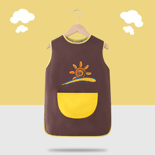 儿童画画罩衣无袖防水防脏围兜幼儿园美术绘画反穿衣围裙定制logo - 图2