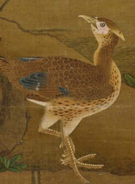 元王渊花竹锦鸡图工笔花鸟客厅装饰画挂画高清微喷复制画临摹学习