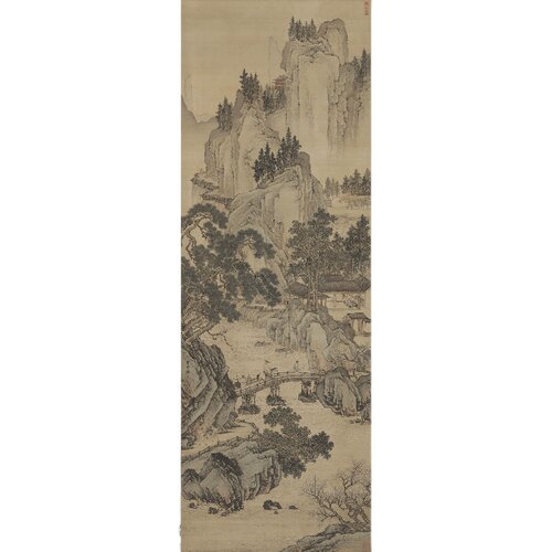 明 周臣 春山游骑图国画复古山水装饰画挂画高清微喷复制临摹范本 - 图3