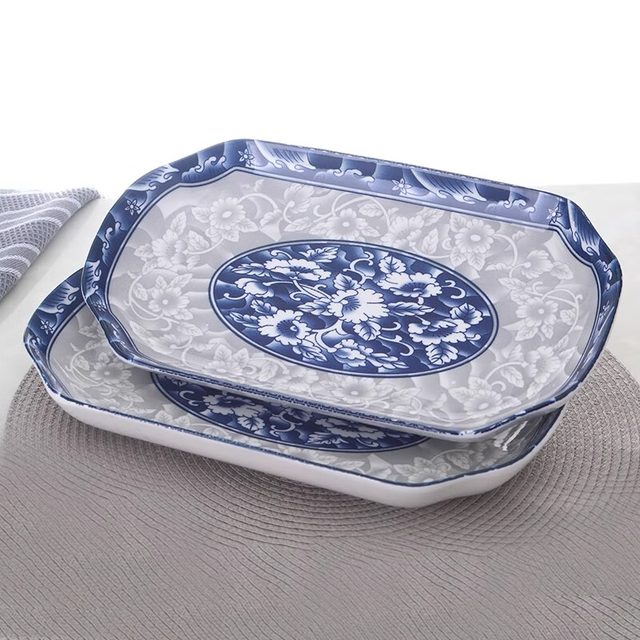 Fish plate for household use 2025 new blue and white porcelain plate with high-end feel rectangular fish roe plate grilled fish steamed fish ceramic plate