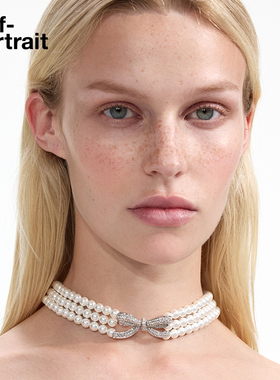 self-portrait珍珠蝴蝶结项链