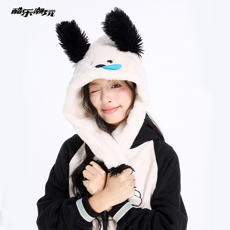 酷乐潮玩萌趣小狗棒球帽无语瞌睡小狗围巾动耳帽毛线帽毛绒盆帽冬,淘宝优惠券,粉丝福利购,淘宝优惠卷