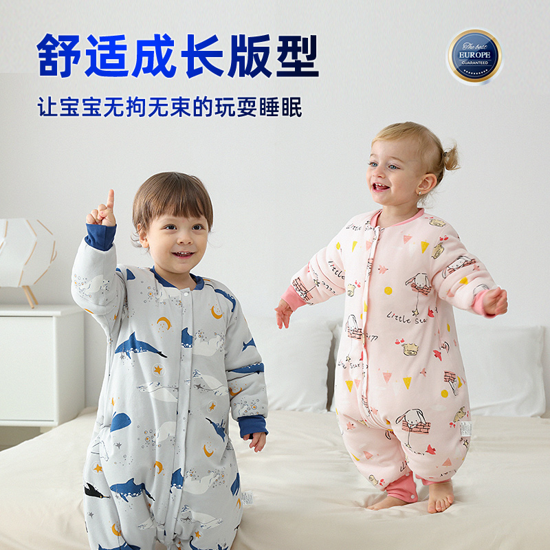 诺贝尔婴儿睡袋秋冬款儿童恒温睡袋防踢被加厚纯棉防惊跳宝宝睡袋