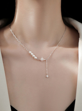 珍珠项链女生纯银轻奢小众锁骨链