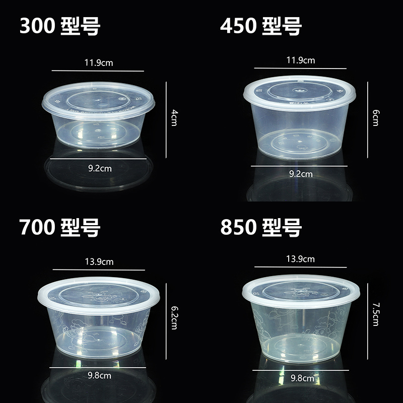 一次性餐盒圆形打包盒1250ml塑料透明餐饮加厚外卖盒商用饭盒带盖-图2