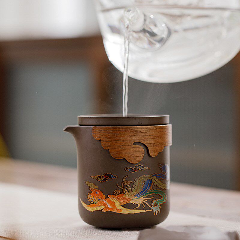 龙凤呈祥变色紫砂壶原矿紫泥带茶滤茶杯大容量便携泡茶壶旅行茶具,淘宝优惠券,粉丝福利购,淘宝优惠卷