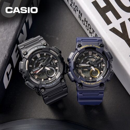casio卡西欧手表男学生黑武士运动防水潮流双显电子手表AEQ110W - 图3