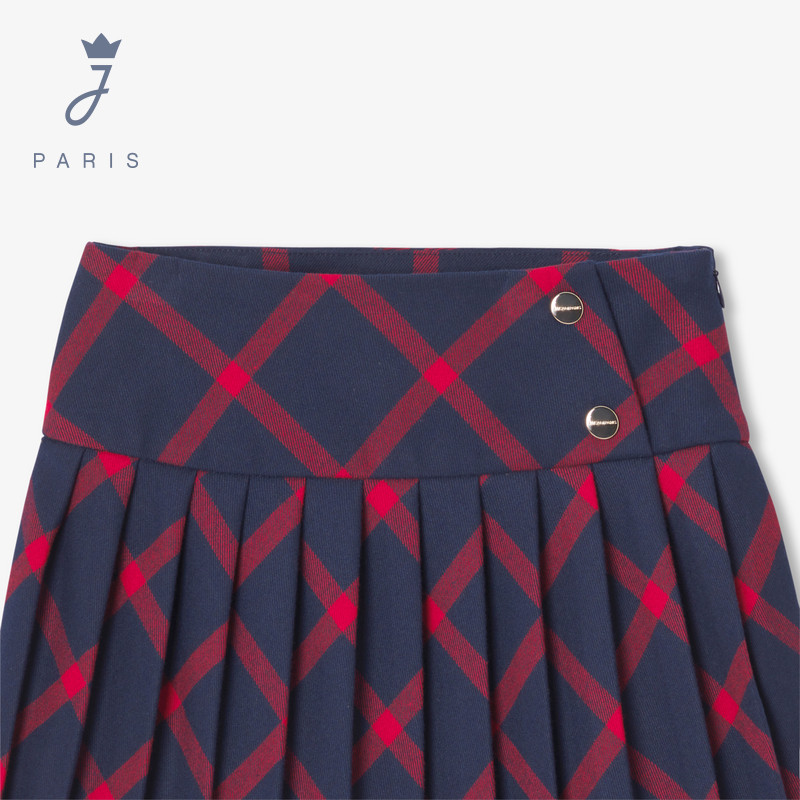 Jacadi亚卡迪女童半身裙春夏新品百褶裙苏格兰裙运动裙子2043168,淘宝优惠券,粉丝福利购,淘宝优惠卷