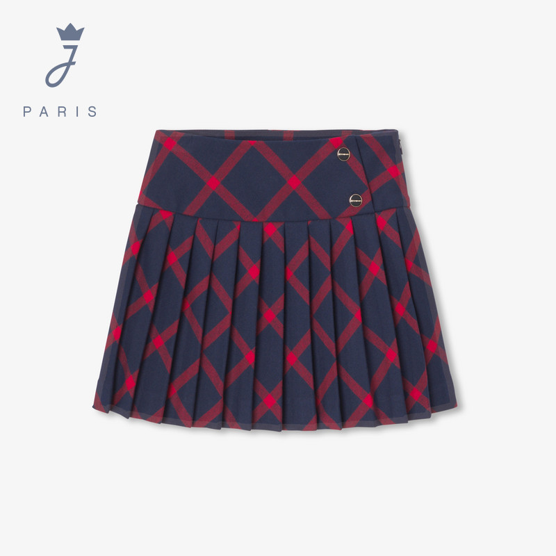 Jacadi亚卡迪女童半身裙春夏新品百褶裙苏格兰裙运动裙子2043168,淘宝优惠券,粉丝福利购,淘宝优惠卷