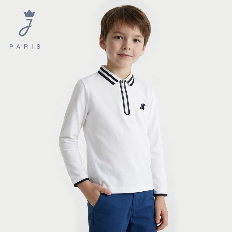 Jacadi亚卡迪男童棉质长袖POLO春季新款宽松百搭T恤上衣2043238,淘宝优惠券,粉丝福利购,淘宝优惠卷