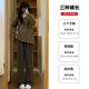 Coffee-colored glutinous rice pants for women, spring and autumn 2025 new high-waisted straight-leg drapey lazy cashmere autumn and winter plus velvet wide-leg pants