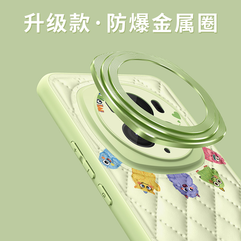适用荣耀magic6pro手机壳女款magic5保护套全包honor金属圈防摔magic6硅胶磨砂majic5por卡通小怪兽菱格外壳 - 图1