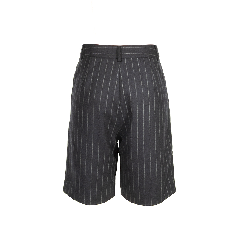 SCRT集喜瑭羊毛竖条短裤SEW2495 - 图1