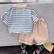 
Summer striped short-sleeved two-piece children's clothing baby boy summer boy suit set 2025 new children's clothing foreign