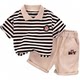 
Summer striped short-sleeved two-piece children's clothing baby boy summer boy suit set 2025 new children's clothing foreign