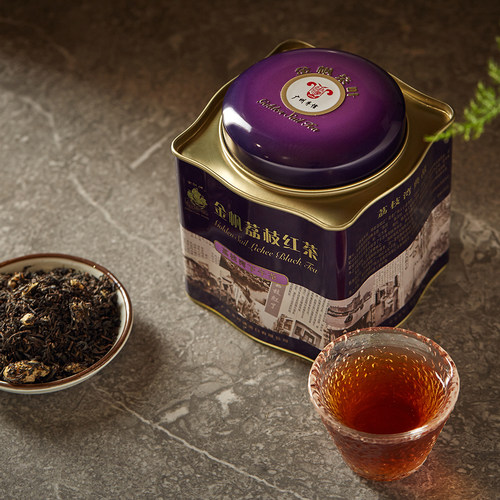 金帆茶叶广东荔枝红茶特级浓香型功夫茶果肉送礼盒装罐散装180克 - 图0