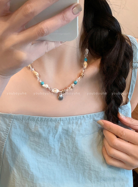 海边度假风海螺串珠项链轻奢配饰