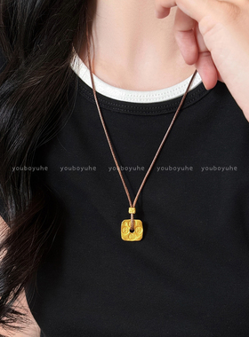 新中式古法沙金吊坠简约项链女款