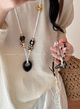 复古编织亚麻串珠独特时尚项链女
