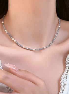 天然石珍珠叠戴项链高级玛瑙配饰