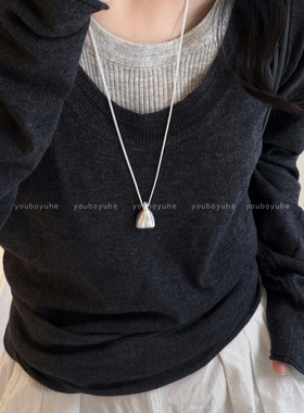 轻奢小众金色钱袋子长款吊坠项链