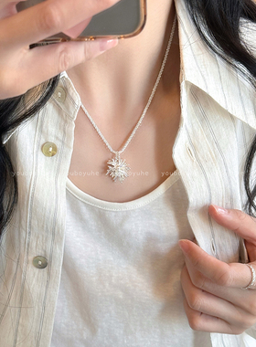 银色烟花吊坠项链女轻奢时尚配饰