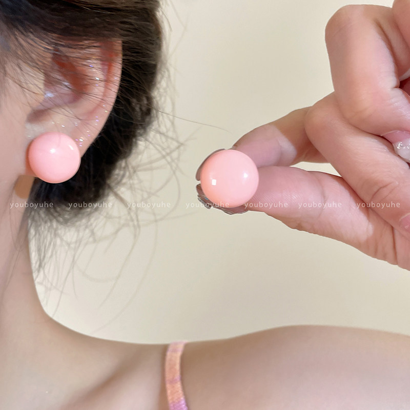 多巴胺夏季韩版彩色馒头耳钉女糖果系圆形球耳环甜美少女百搭耳饰