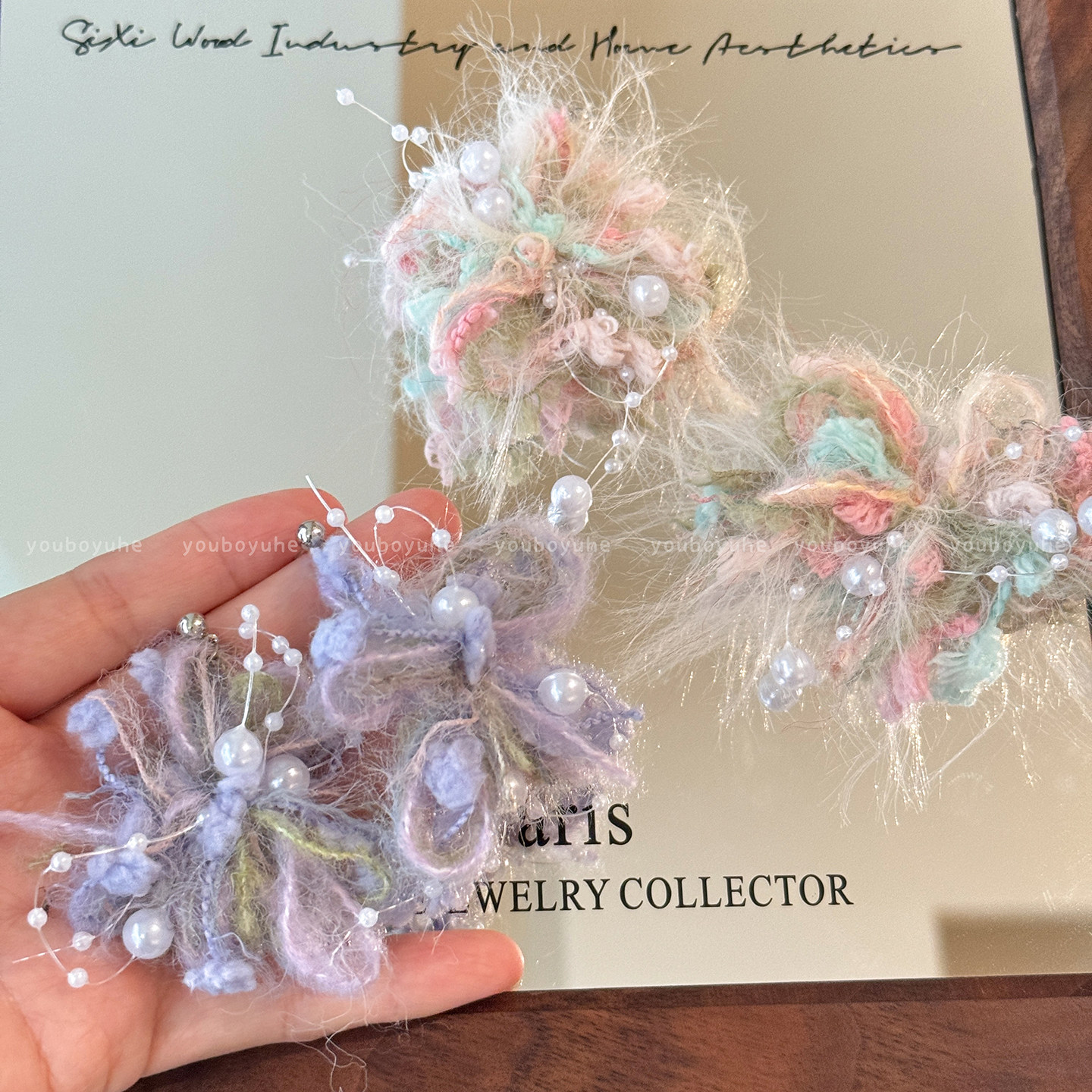 柔雾烟花~毛绒花朵珍珠耳环女2025新款小众独特耳钉夸张银针耳饰,淘宝优惠券,粉丝福利购,淘宝优惠卷