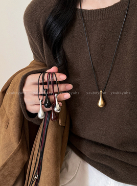 哑光水滴皮绳轻奢小众气质项链