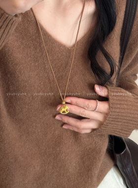 新中式金色小马编绳项链毛衣链女