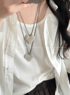 韩系ins风手工珍珠爱心项链配饰