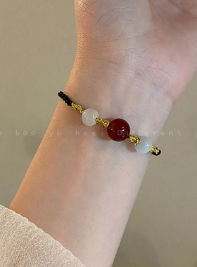 天然红玛瑙手链情侣款闺蜜手饰