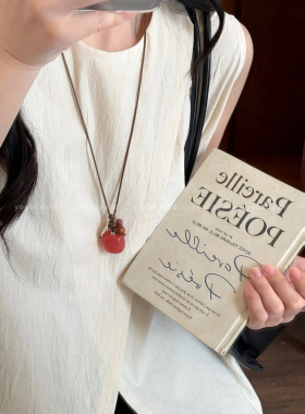 虎眼石串珠吊坠项链毛衣链配饰女