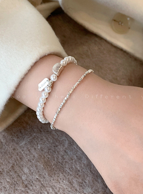 碎银子珍珠叠戴手链轻奢精致手串